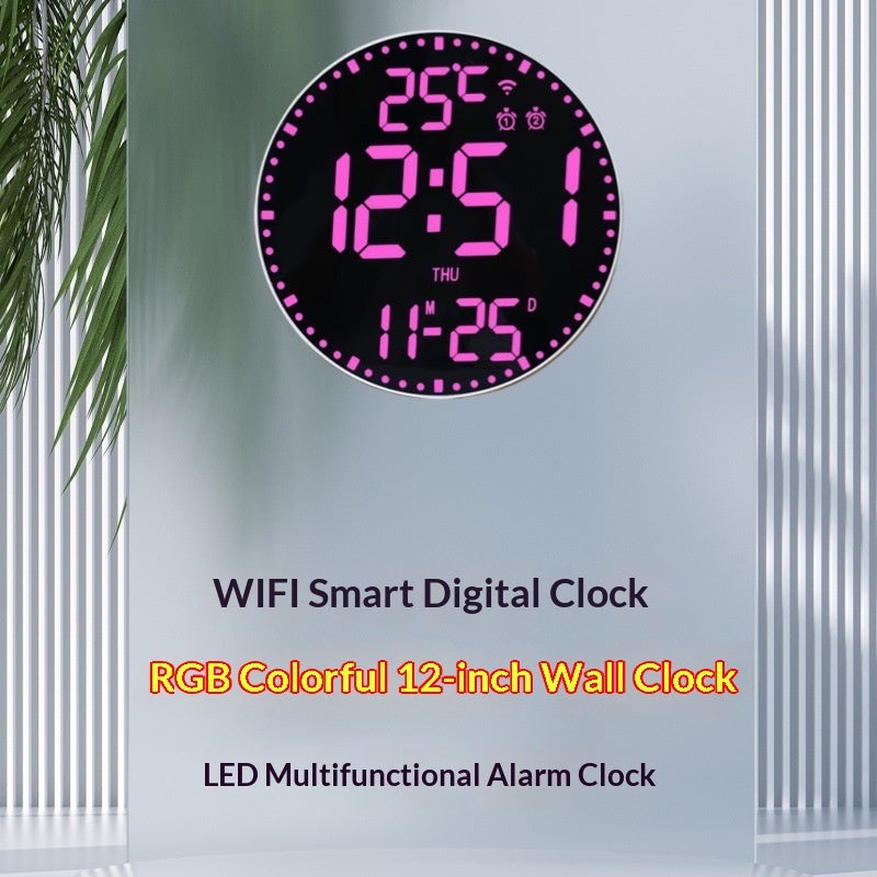 Digital Clock With RGB Color-Changing Wall Clock