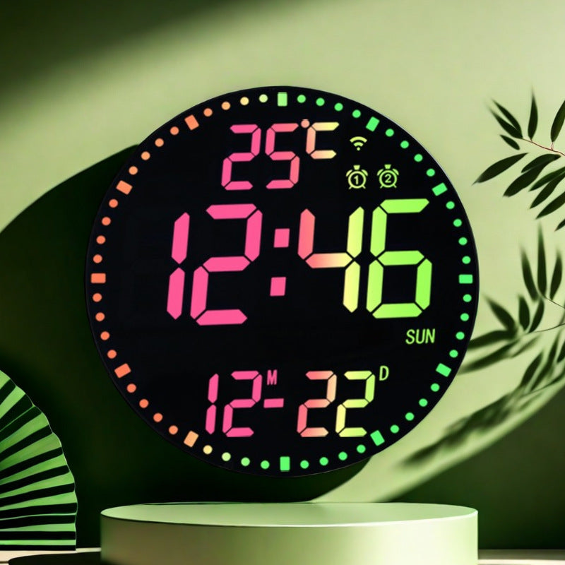 Digital Clock With RGB Color-Changing Wall Clock