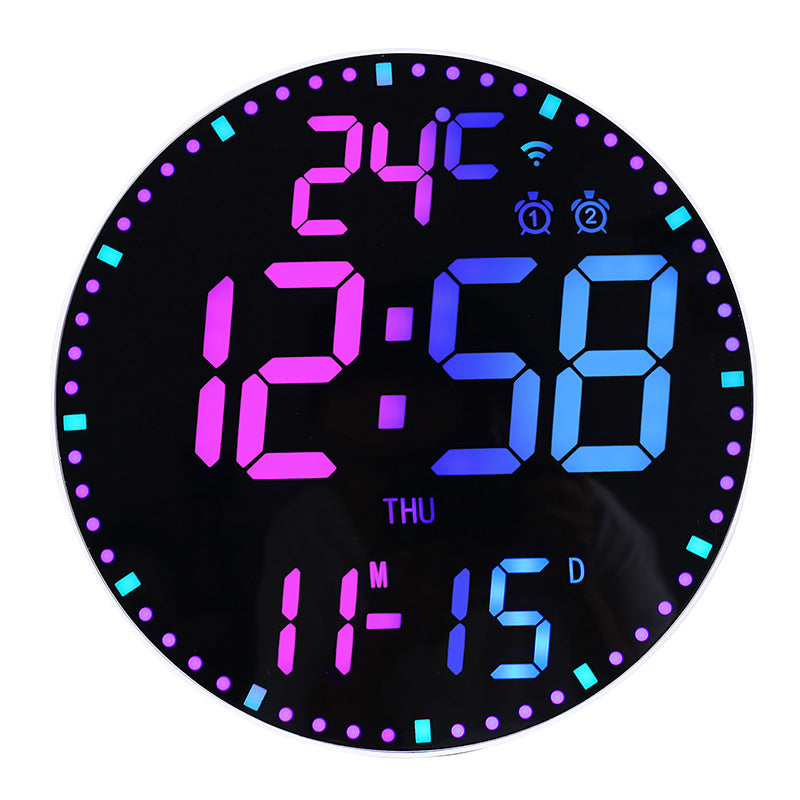 Digital Clock With RGB Color-Changing Wall Clock