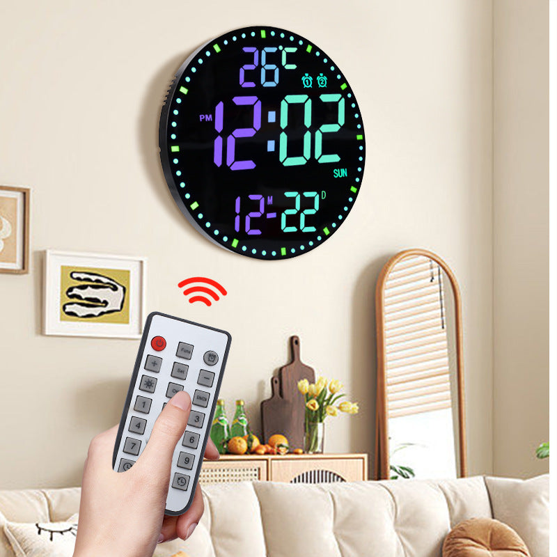 Digital Clock With RGB Color-Changing Wall Clock