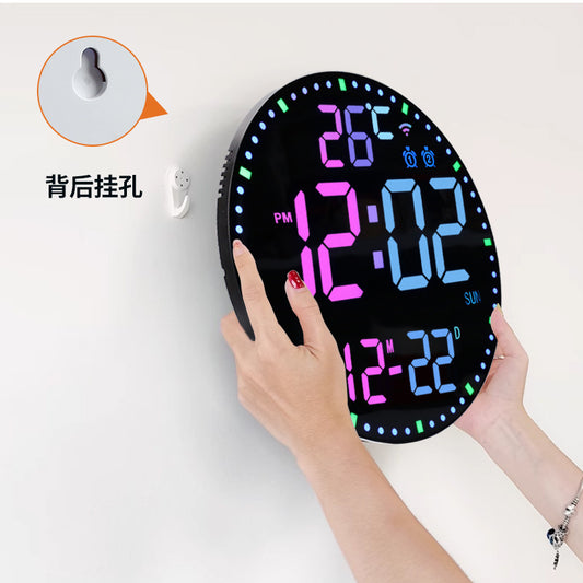 Digital Clock With RGB Color-Changing Wall Clock